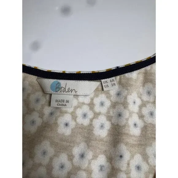 Boden • Penelope Jersey Dress mustard yellow Dijon Daisy Stripe midi Size 6 NWOT - Picture 6 of 7